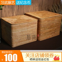 Vietnamese Rattan-knitted containing basket Custom Grass Knitted Dirty Laundry Basket Bamboo Woven Containing Box Toy Storage storage box