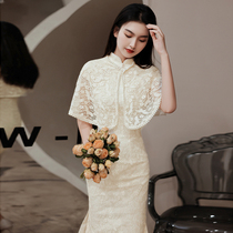 Cheongsam small evening dress skirt Banquet temperament socialite Summer Chinese bridal engagement dress women usually wear
