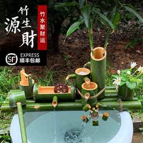  Fish tank running water ornaments with filter Bamboo running water filters Bamboo tube ornaments Ceramic fish tank stone trough accessories
