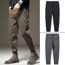 Winter plus velvet padded jeans mens slim straight tube 2021 autumn and winter overalls Harlan mens casual trousers