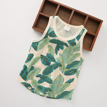 Childrens Clothing Summer Pure Cotton Leaves Workword Vest Mens Baby Han Version Tide Hawaii Casual Sleeveless T-shirt Blouse