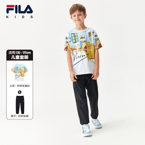 FILA x Van Gogh Museum FiLok children dress children short sleeve T-shirt 2022 summer new knitted trousers suit