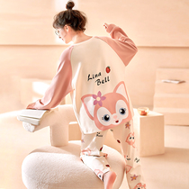 Linerbell Pyjamas Woman Spring Autumns pure cotton long sleeve sweet and cute cartoon Home Residence Suit Winter Extras
