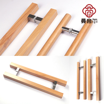 Glass door solid wood handle carved door handle log handle custom modern simple cylindrical square door handle