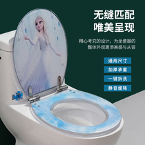 Cartoon resin toilet lid thickened slow down silent seat gasket household universal toilet quick removal toilet seat ring