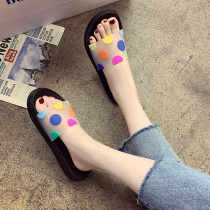 Cute girl heart polka dot slippers female ins tide summer fashion non-slip bathroom bath home home net red cool drag