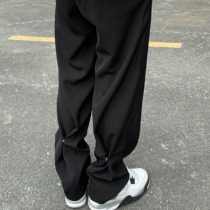 Walking style European and American style handsome design sense niche small trousers men Super A fried street black pants button-up loose pants