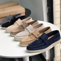 Loro*piana womens shoes 21 Spring with genuine leather LP Lefos shoes Soft bottom Inn Wind One foot pedal Lazy Casual Single Shoes