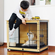 Dog cage Small dog with toilet Shiba Inu Corgi Teddy indoor household steel wooden dog cage Medium-sized dog villa