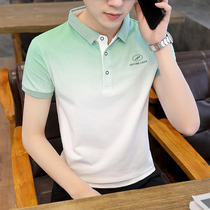 Mens POLO shirt short-sleeved T-shirt trend summer lapel summer 2021 new collar pure cotton ice silk mens clothing