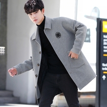 Autumn and winter 2021 New trench coat male English style long Nizi coat Korean trend mens woolen coat