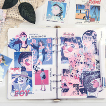 Japanese ins wind note book beautiful simple message hand account material paper mobile phone back shell sticker Non-sticky sticker art