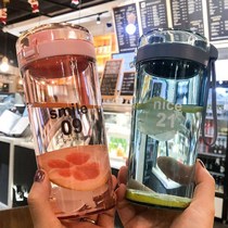Summer men and women fresh shake cup Cute portable sports water cup Fitness lemon cup Student plastic handy cup