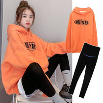 Pregnancy Woman Dress Spring Autumn Money 2022 New suit net Infrared out of spring dress blouse Two sets Cavelvet Loose Clothing Woman