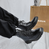 Leather high-top eight-hole Martin boots male ins motorcycle handsome trend Port wind Black versatile British tooling Leather boots