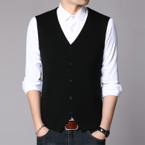 Cardigan vest men's suit sweater waistcoat autumn v-neck button sweater British men's spring and autumn trend waistcoat