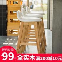 Solid wood bar chair Bar chair American bar stool Simple bar chair high stool Nordic creative retro bar stool household