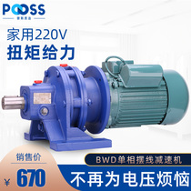Puth bwd cycloid pinwheel reducer single-phase 220V horizontal speed reduction lifting mixer copper core Motor Motor