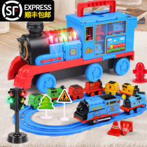 Simulation electric small train track set toy children Boy car alloy 4 Model 6 baby 2 Puzzle 3 years old