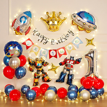 Transformers Optimus Prime Kids Boy Baby Happy Birthday Balloon Decoration Scene Layout Background Wall