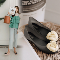 Jelly Shoes 2021 New Women Summer Non-slip Waterproof Flat Bottom Plastic Fish Mouth Women Shoes Crystal Sandals Mountain Tea Flowers
