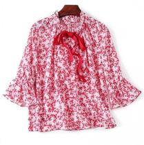 Mengyizhe 2021 original design casual womens spring and summer temperament printing three-point trumpet sleeve T-shirt designer