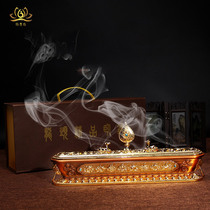 Tibetan wire oven eight auspicious copper double deer Fawheel incense furnace incense box