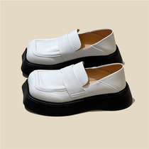 Heavy weights New Tweeper design Feel Thickness Bottom Lefu Shoes Woman small leather shoes One foot pedal Hitch 100 hitch a big head single shoe woman