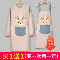 Apron Woman Home Kitchen Waterproof Greaseproof Nets Red Workwear 2021 New Hood Clothes Adults Long Sleeves Waist Custom