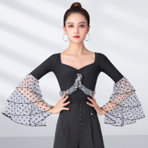 Dampao Rofang Leads Trumpeter Sleeve National Mark Dance Morden Dance Blouse Lady Conjoined dress with new lotus leaf lace