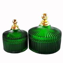 Nordic retro dark green crystal glass storage box jewelry box candy box bracelet jewelry box cosmetic box