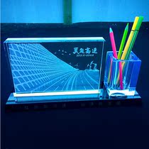 Crystal laser carving 3D 3D model custom inner carving bridge building boat building commemorative gift ornaments