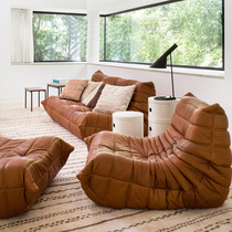 Italian leather sofa first layer cowhide small apartment togo Caterpillar lazy sofa tatami childrens leisure chair