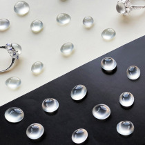 Jade small egg surface naked stone ring inlaid jade ring surface naked stone glass ice seed pendant female 18K gold not inlaid