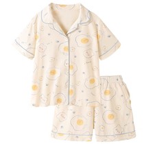 Summer omelette graffiti pajamas female sweet cute short sleeve pajamas female girl student ins wind two-piece set(May