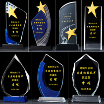 Crystal trophy custom lettering thumb creative five-pointed star medal corporate souvenir annual trophy