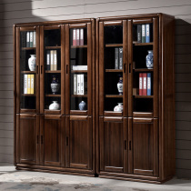 Black walnut bookcase log all solid wood bookcase modern simple 2 3 5 with door free combination home bookshelf