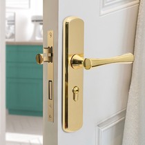 Golden Door Lock Indoor Bedroom Door Lock Home Magnetic Suction Silent Handle Doorknob Solid Wood Door Bright Gold Light Extravagant Conjoined