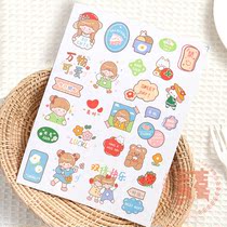 ins wind cute cartoon small bear stickers Decorative Collage Drink Bottle Milk Tea Cup Decorations transparent waterproof hand ledger