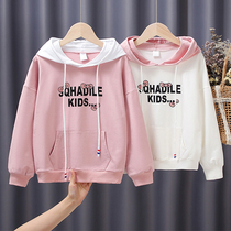 Girls wear and clothing spring autumn 2022 new thin childrens spring dress Long sleeves CUHK Tong Yang qi blouses with a cap of spring and spring