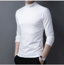 Autumn Winter Golf Clothing Mens Tight Plus Size Thermal Underwear Cashmere Stretch High Neck Long Sleeve base shirt