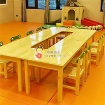 Kindergarten children learn to write desk and chair suit solid baby Yi Yi desk can accommodate the American table table
