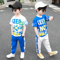 Boy Summer short sleeves Anti-mosquito pants suit 2022 new middle and child foreign air Two sets of damp mesh red trendy summer clothing