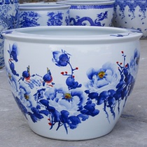 Jingdezhen ceramic fish tank Large lotus water lilies fish turtle special villa garden hand-painted blue and white porcelain large tank