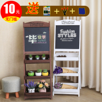 Wooden multi-layer blackboard flower stand Coffee shop promotional board Creative shop billboard display stand Small blackboard shop