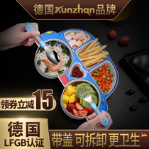 Germany kunzhan304 stainless steel baby baby childrens plate grid auxiliary food boy tableware cartoon lunch box small