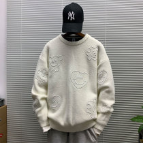 Autumn and winter New Style brand simple embroidered pullover sweater jacket mens casual loose trend ins inline clothing