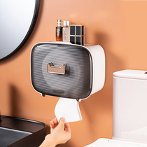 Toilet tissue box toilet paper box toilet paper box wall-mounted roll paper box sanitary paper roll rack free of holes and waterproof