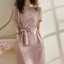 High-end big name imitation mulberry silk acetate dress womens summer 2021 new temperament fashion thin high-end sense skirt