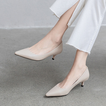 Sycamore big tree good-looking temperament Korean high heels 2021 autumn new mid-heel thin-heeled commuter ol single shoes